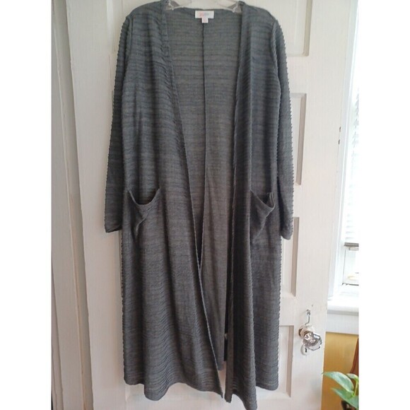 LuLaRoe Simply Comfortable long open cardigan S charcoal knit duster pockets - Picture 1 of 10